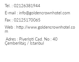 Golden Crown Hotel iletiim bilgileri